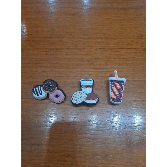 Jewelry - Lot Of 3‎ Dunkin Donuts Themed Croc Charm Jibz Coffee Donuts